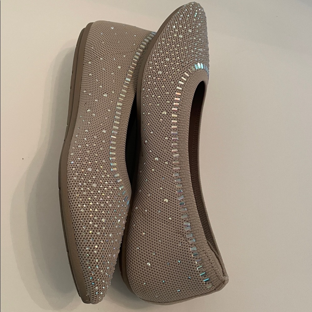 Skechers Cleo 2.0 Shoes Mesmerizing Nights Taupe Comfort Ballet Flats Shoes - Picture 8 of 13